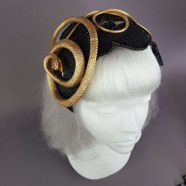 "Beguile" Gold Snake Vintage Style Fascinator Hat