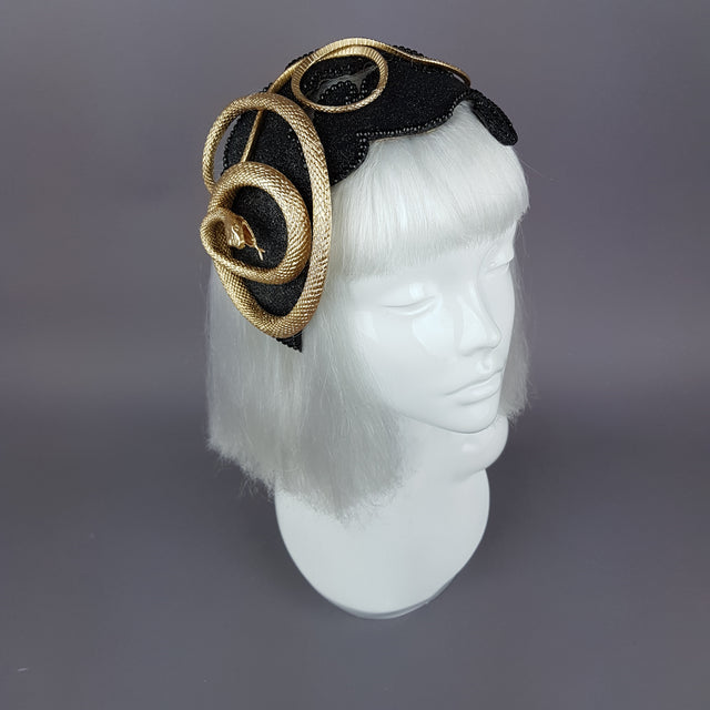 "Beguile" Gold Snake Vintage Style Fascinator Hat