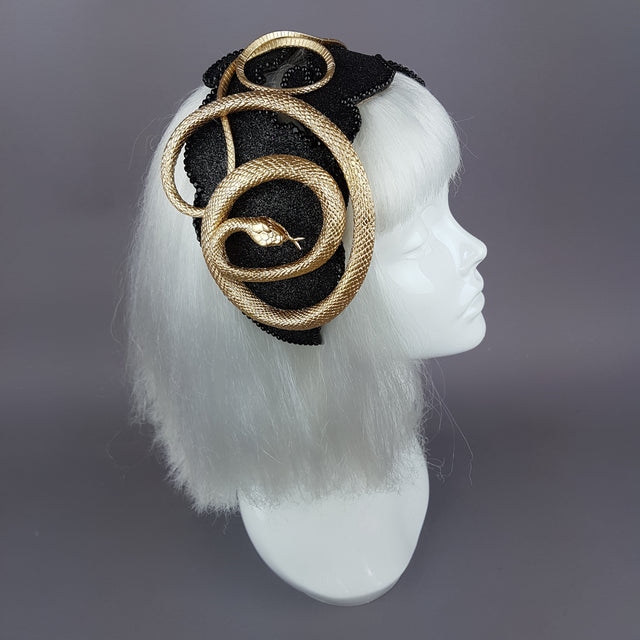 "Beguile" Gold Snake Vintage Style Fascinator Hat
