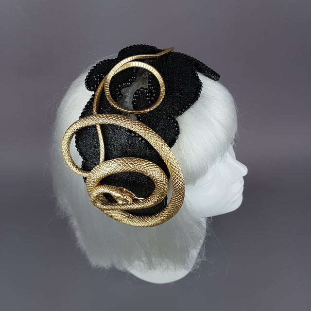 "Beguile" Gold Snake Vintage Style Fascinator Hat