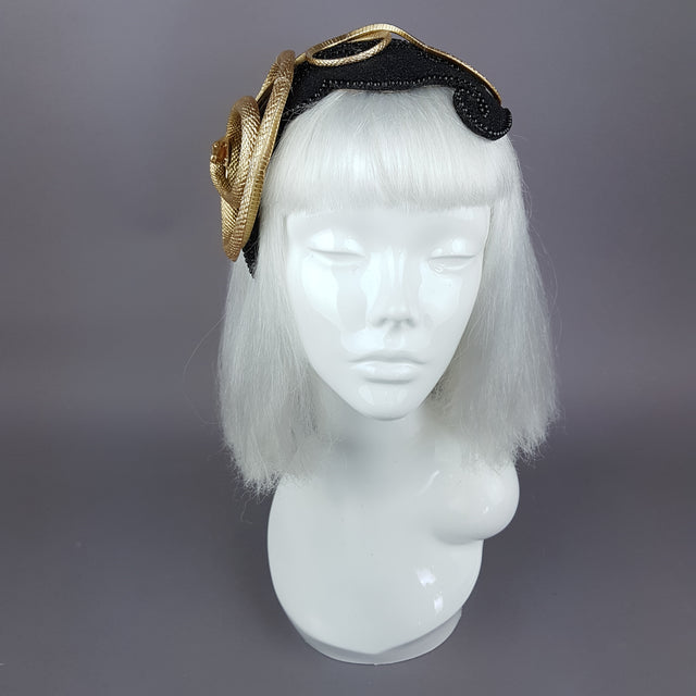 "Beguile" Gold Snake Vintage Style Fascinator Hat