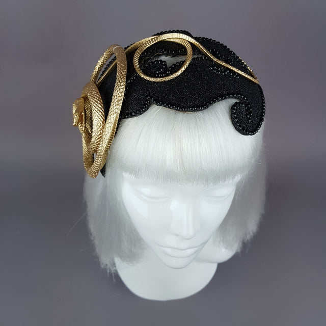 "Beguile" Gold Snake Vintage Style Fascinator Hat