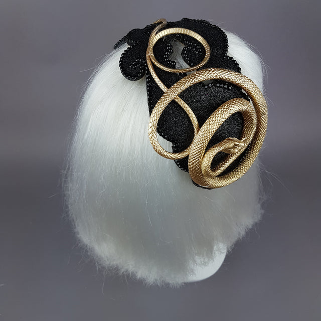 "Beguile" Gold Snake Vintage Style Fascinator Hat