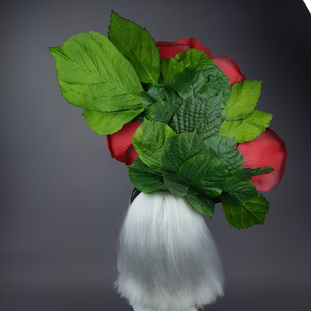 "Mel" Giant Bees & Red Rose Headdress