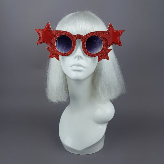 "Tähti" Red Glitter Stars Sunglasses