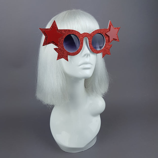 "Tähti" Red Glitter Stars Sunglasses
