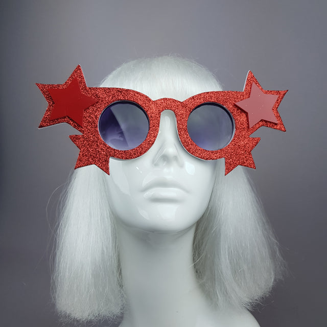 "Tähti" Red Glitter Stars Sunglasses