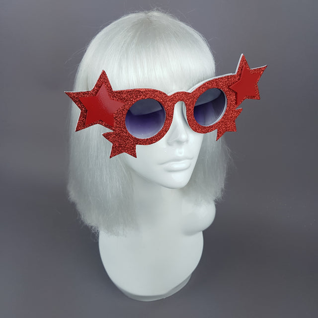 "Tähti" Red Glitter Stars Sunglasses