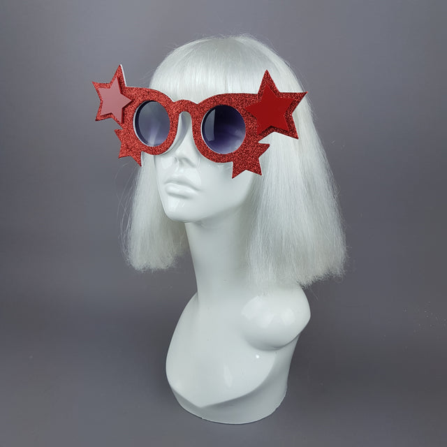 "Tähti" Red Glitter Stars Sunglasses