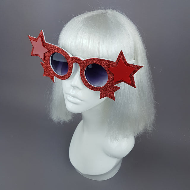"Tähti" Red Glitter Stars Sunglasses