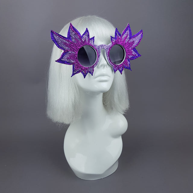 "Fiorire" Large Colourful Glitter Flower Sunglasses