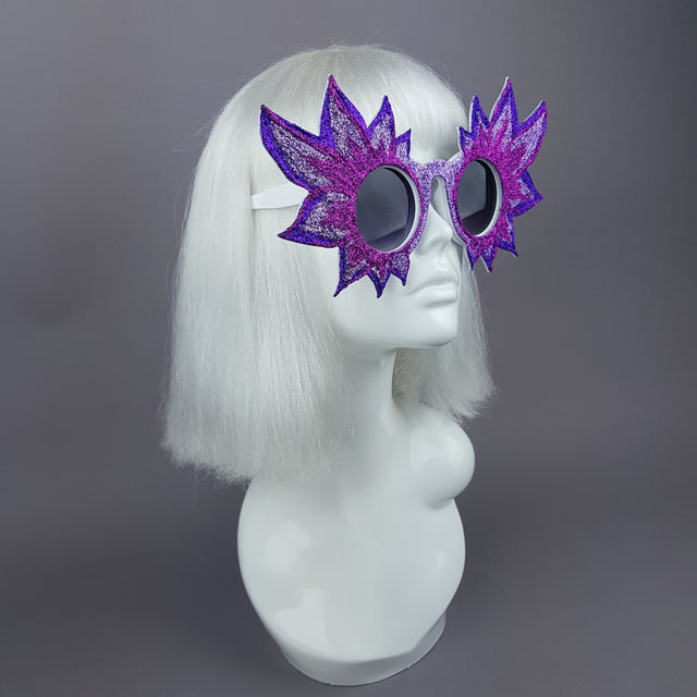 "Fiorire" Large Colourful Glitter Flower Sunglasses