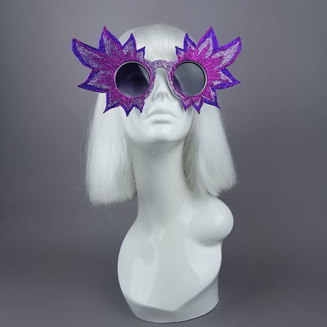 "Fiorire" Large Colourful Glitter Flower Sunglasses