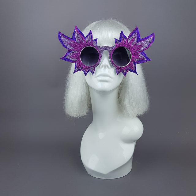 "Fiorire" Large Colourful Glitter Flower Sunglasses