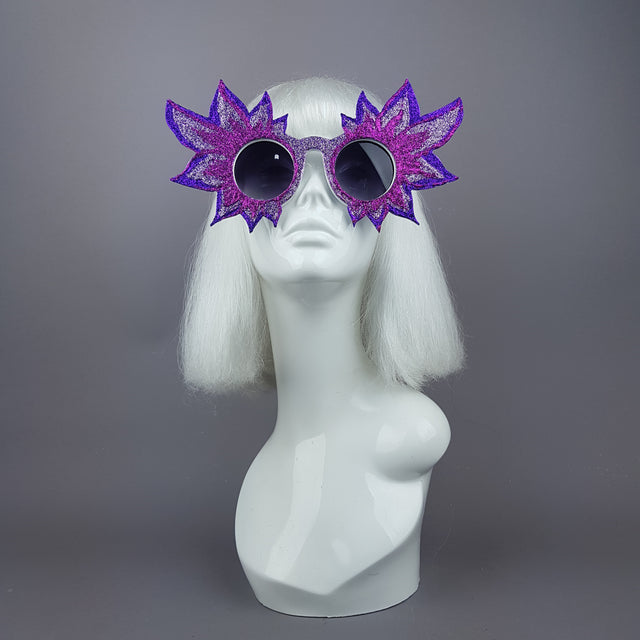 "Fiorire" Large Colourful Glitter Flower Sunglasses