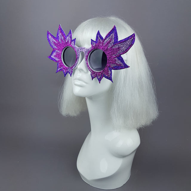 "Fiorire" Large Colourful Glitter Flower Sunglasses