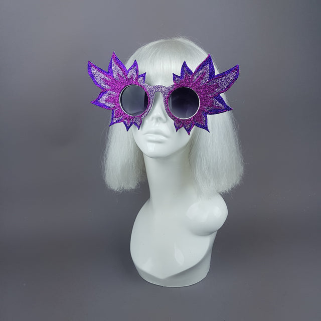 "Fiorire" Large Colourful Glitter Flower Sunglasses