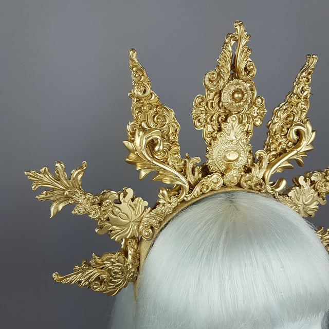 "Apollo" Gold Filigree Halo Headpiece & Mask