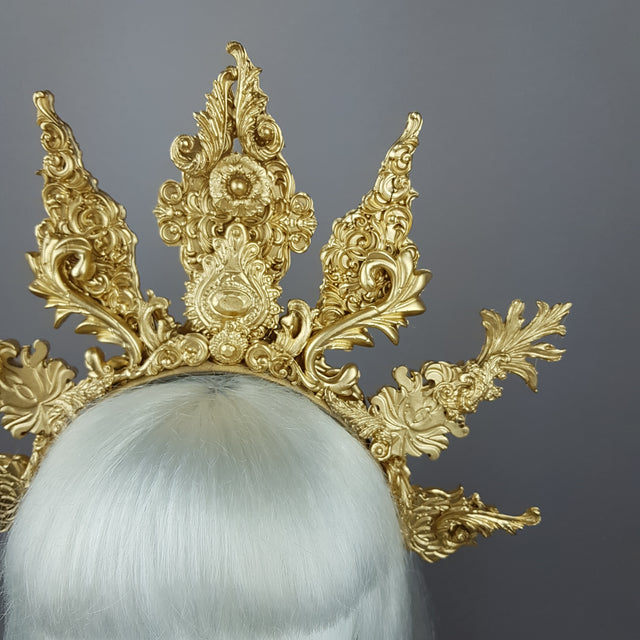 "Apollo" Gold Filigree Halo Headpiece & Mask