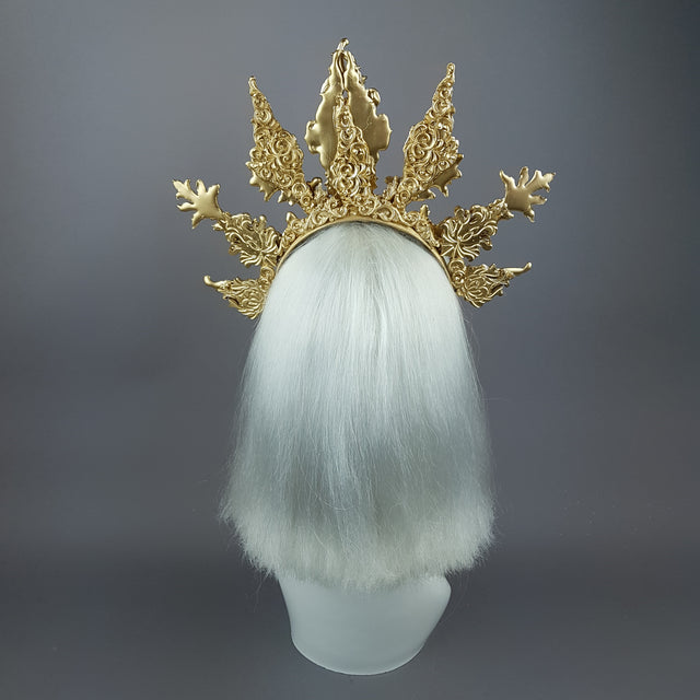 "Apollo" Gold Filigree Halo Headpiece & Mask