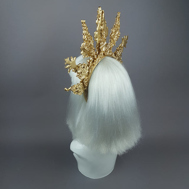 "Apollo" Gold Filigree Halo Headpiece & Mask