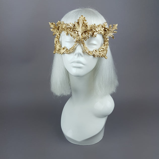 "Apollo" Gold Filigree Halo Headpiece & Mask