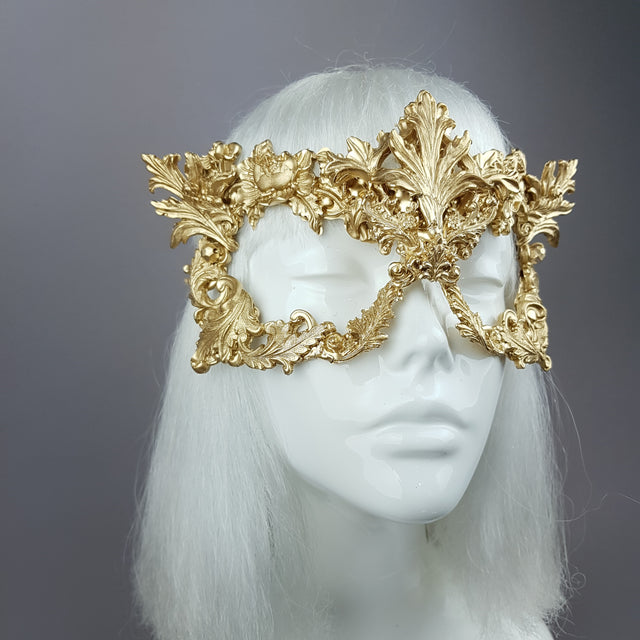 "Apollo" Gold Filigree Halo Headpiece & Mask