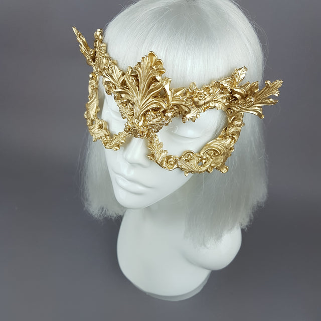 "Apollo" Gold Filigree Halo Headpiece & Mask