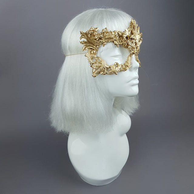 "Apollo" Gold Filigree Halo Headpiece & Mask