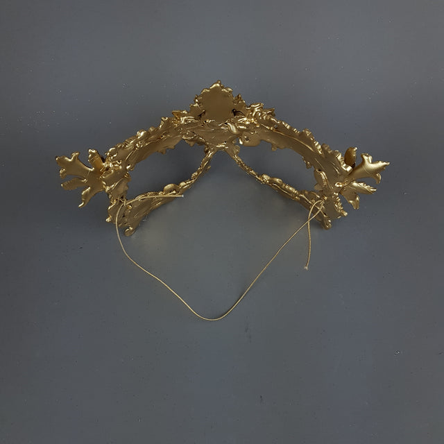 "Apollo" Gold Filigree Halo Headpiece & Mask