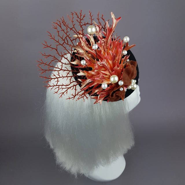 "Darya" Coral Mermaid Fascinator Hat