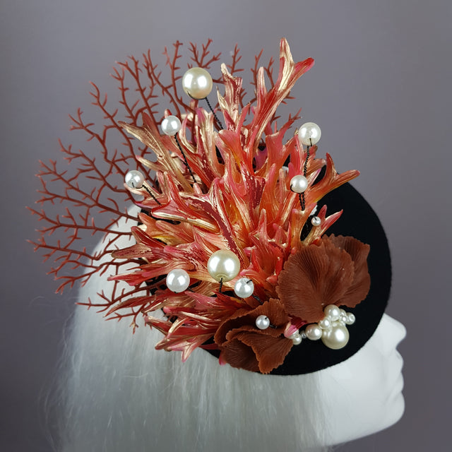 "Darya" Coral Mermaid Fascinator Hat
