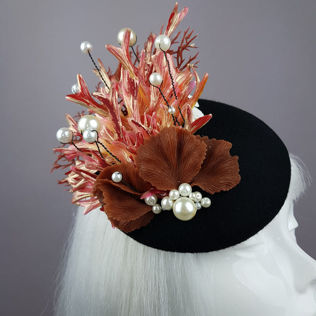 "Darya" Coral Mermaid Fascinator Hat