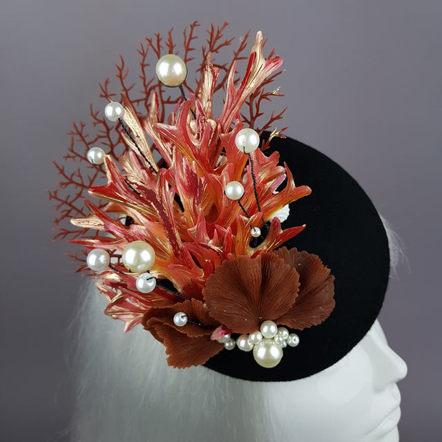 "Darya" Coral Mermaid Fascinator Hat