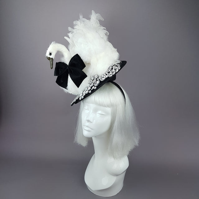 "Leda" Swan & Jewel Fascinator Hat
