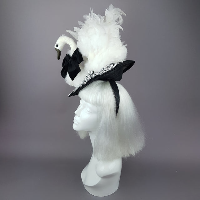 "Leda" Swan & Jewel Fascinator Hat