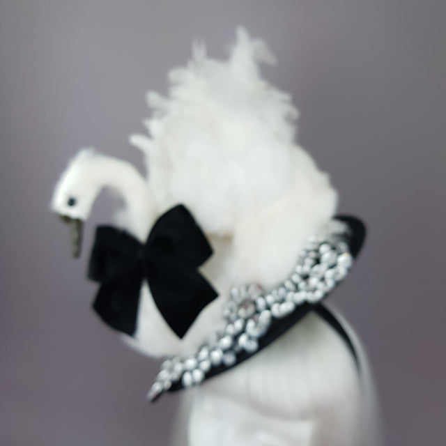 "Leda" Swan & Jewel Fascinator Hat