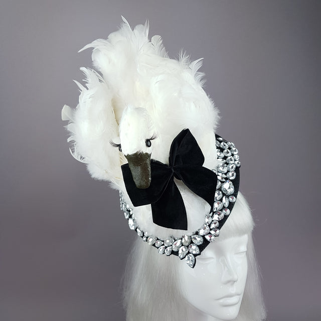 "Leda" Swan & Jewel Fascinator Hat