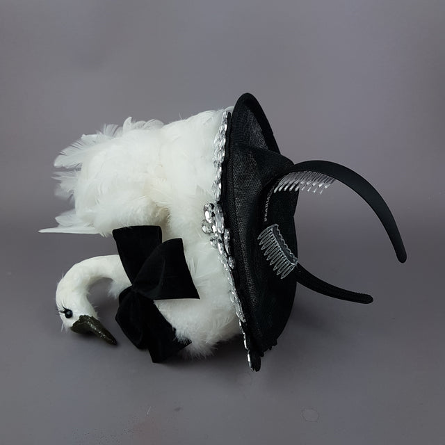 "Leda" Swan & Jewel Fascinator Hat