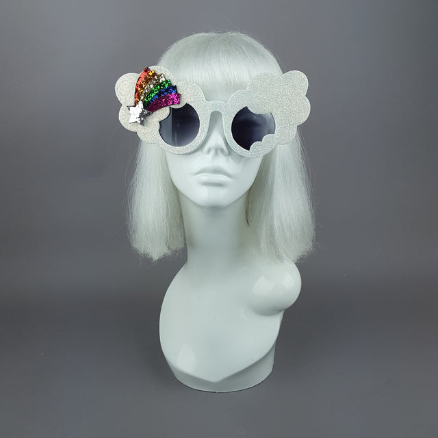 "After The Rain" Rainbow & Cloud Glitter Sunglasses
