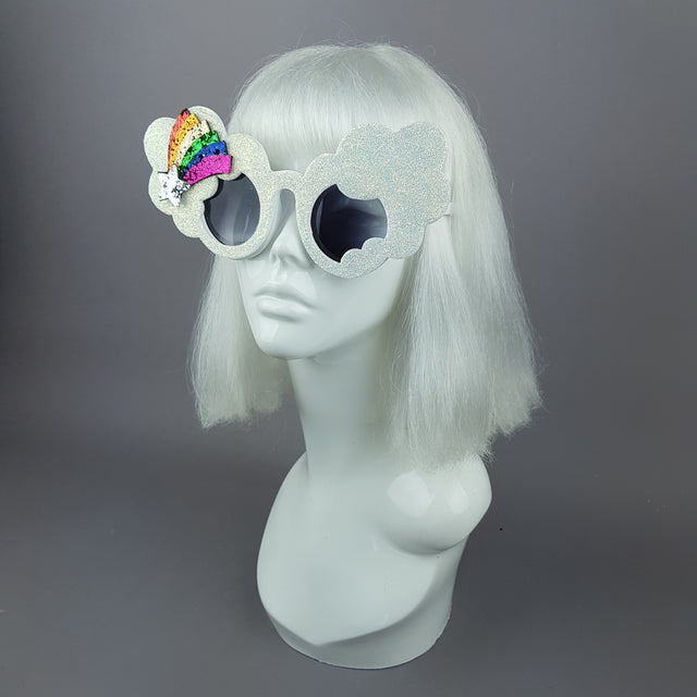 "After The Rain" Rainbow & Cloud Glitter Sunglasses
