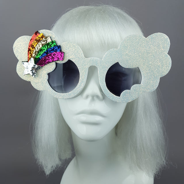 "After The Rain" Rainbow & Cloud Glitter Sunglasses