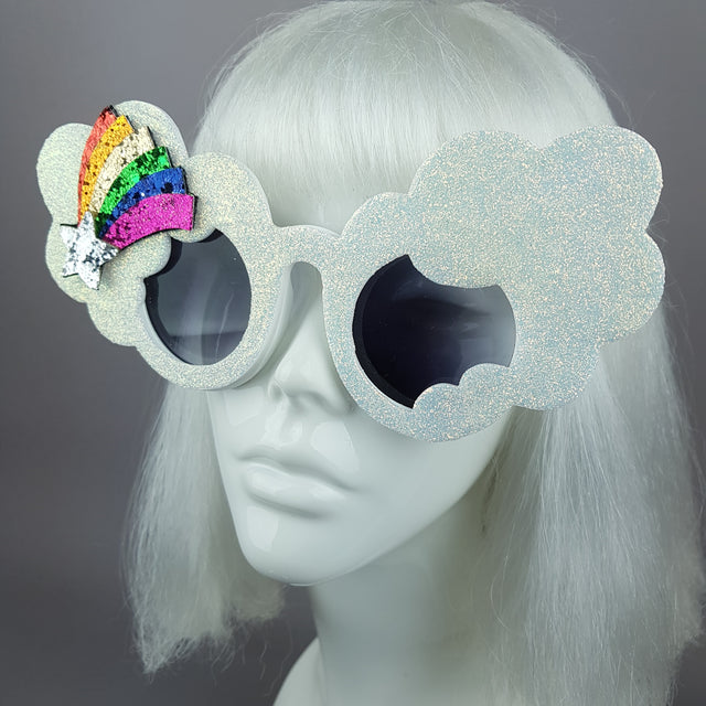"After The Rain" Rainbow & Cloud Glitter Sunglasses