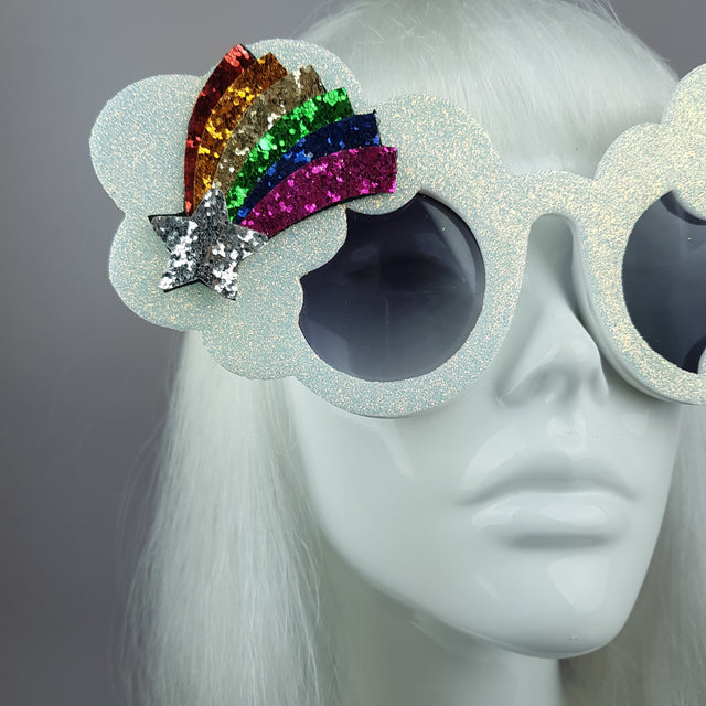 "After The Rain" Rainbow & Cloud Glitter Sunglasses