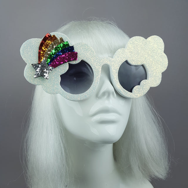 "After The Rain" Rainbow & Cloud Glitter Sunglasses
