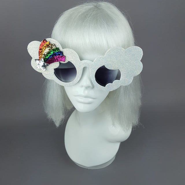 "After The Rain" Rainbow & Cloud Glitter Sunglasses