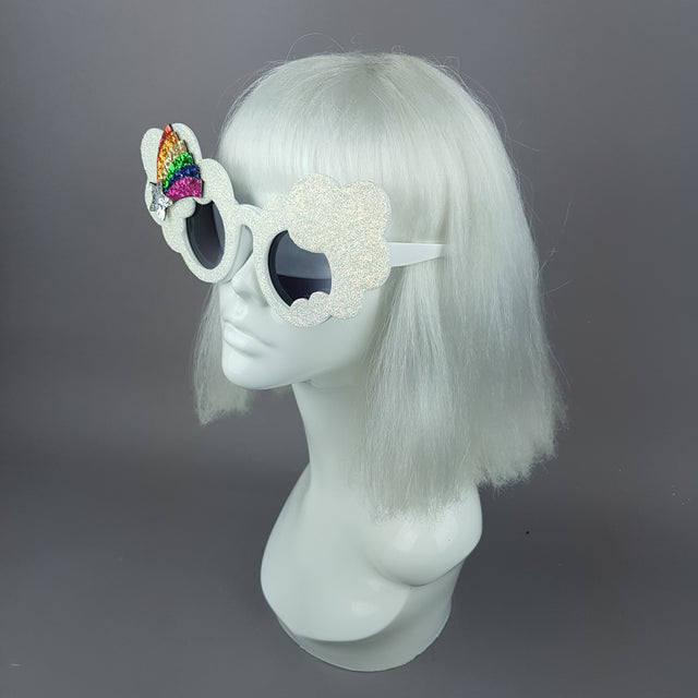 "After The Rain" Rainbow & Cloud Glitter Sunglasses