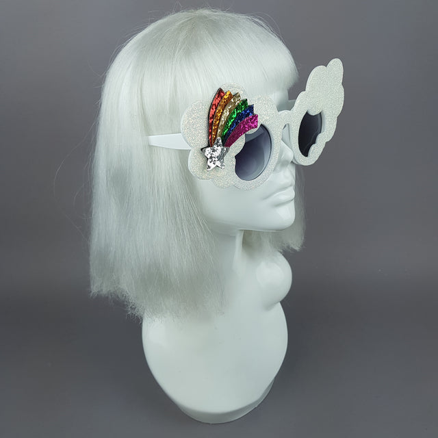 "After The Rain" Rainbow & Cloud Glitter Sunglasses