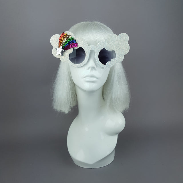 "After The Rain" Rainbow & Cloud Glitter Sunglasses