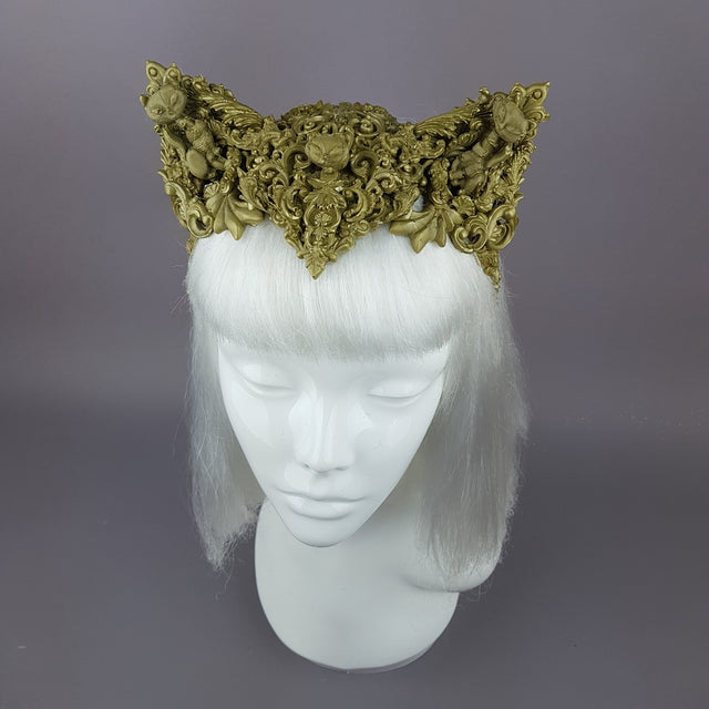 "Kitt" Gold Filigree Cat Ear Headpiece